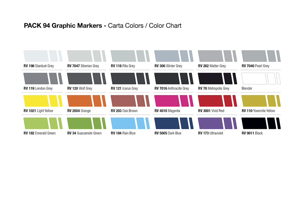 MTN 94 Graphic Marker 24 Pack - Greys/Basics