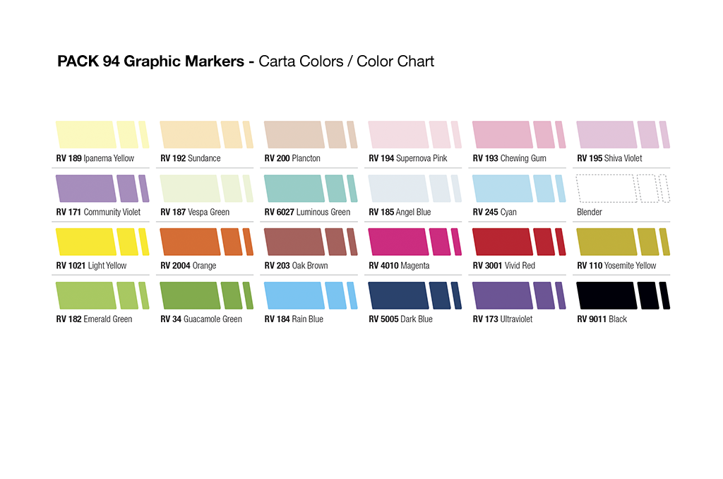 MTN 94 Graphic Marker 24 Pack - Pastels Basic Colors