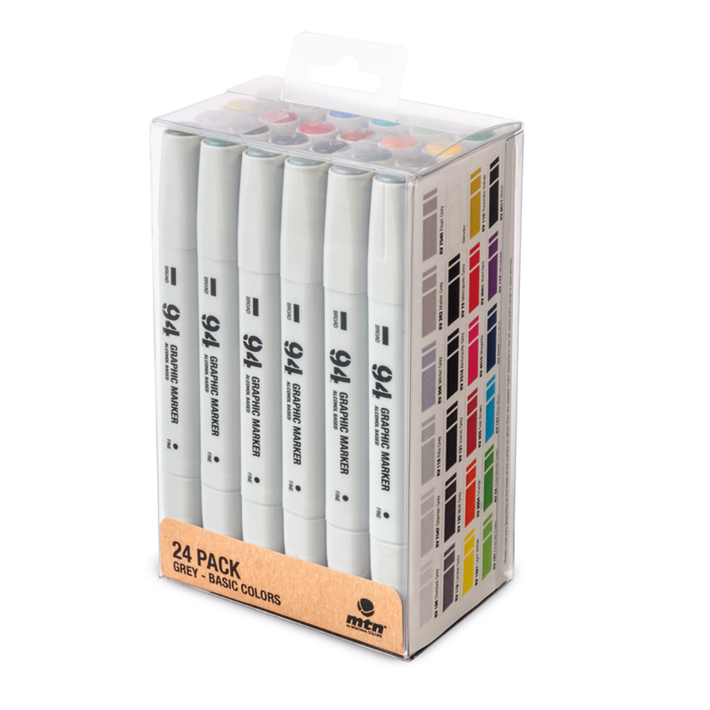 MTN 94 Graphic Marker 24 Pack - Greys/Basics