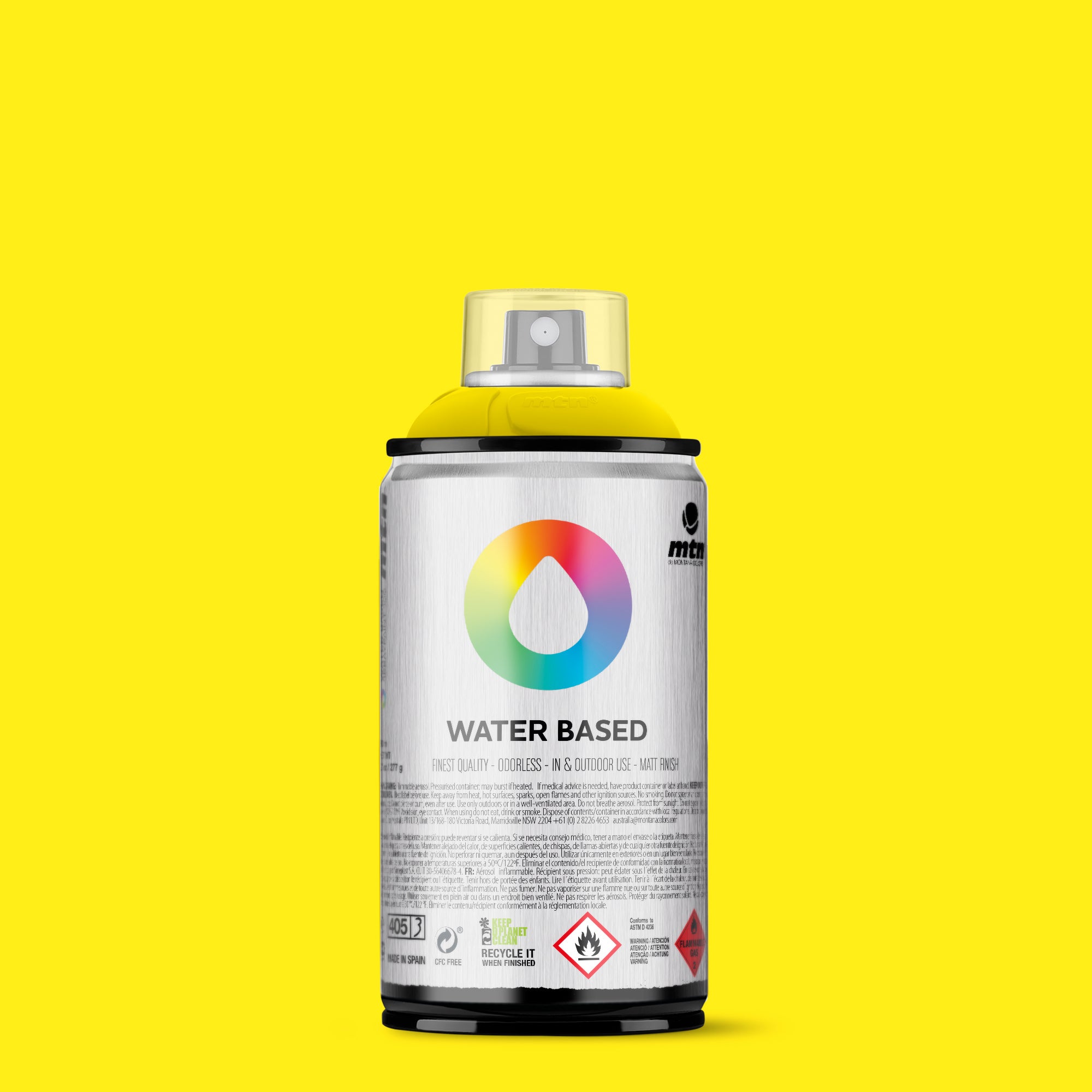 MTN Water Based 300ml Spray Paint - WRV - Fluorescent Yellow