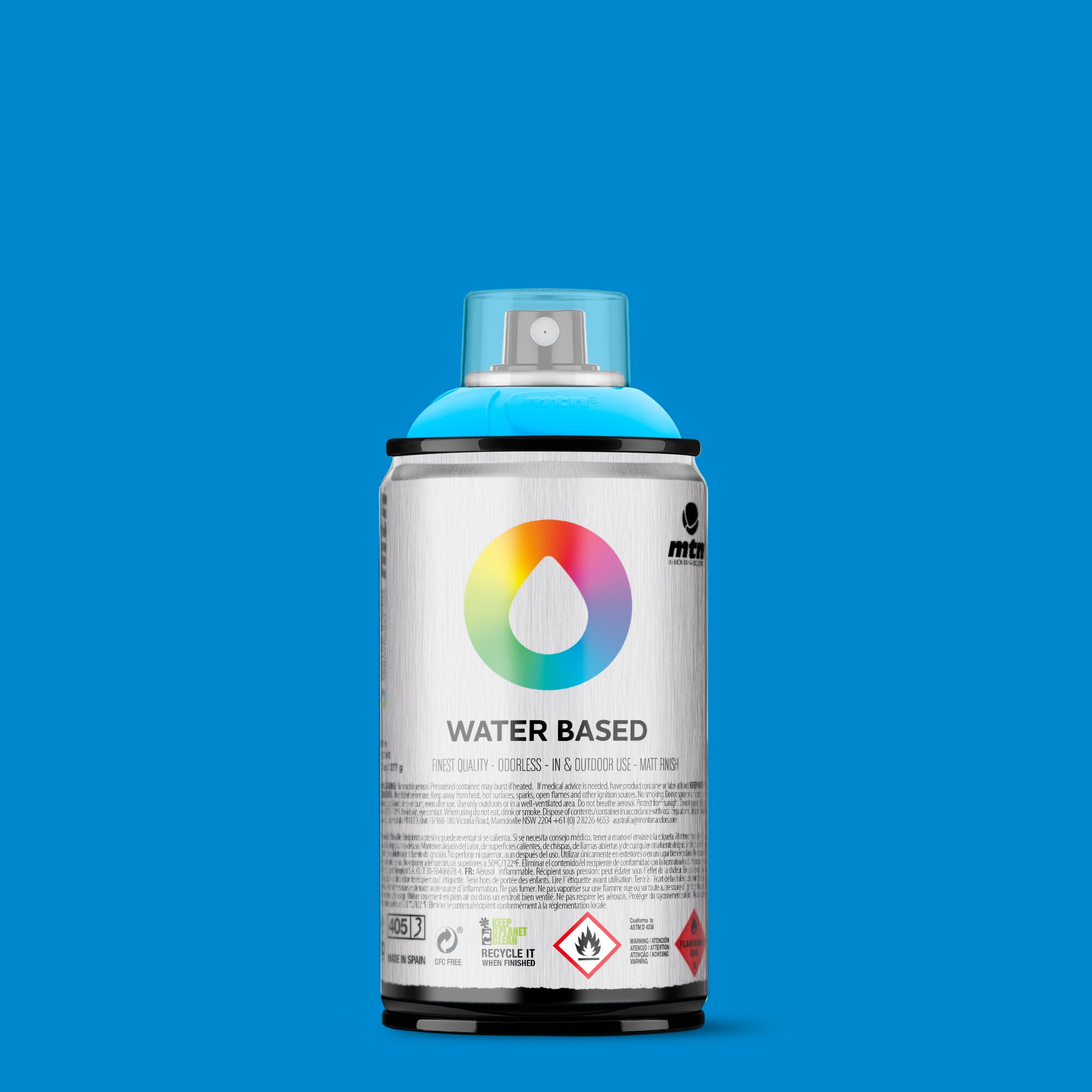 MTN Water Based 300ml Spray Paint - WRV - Fluorescent Blue