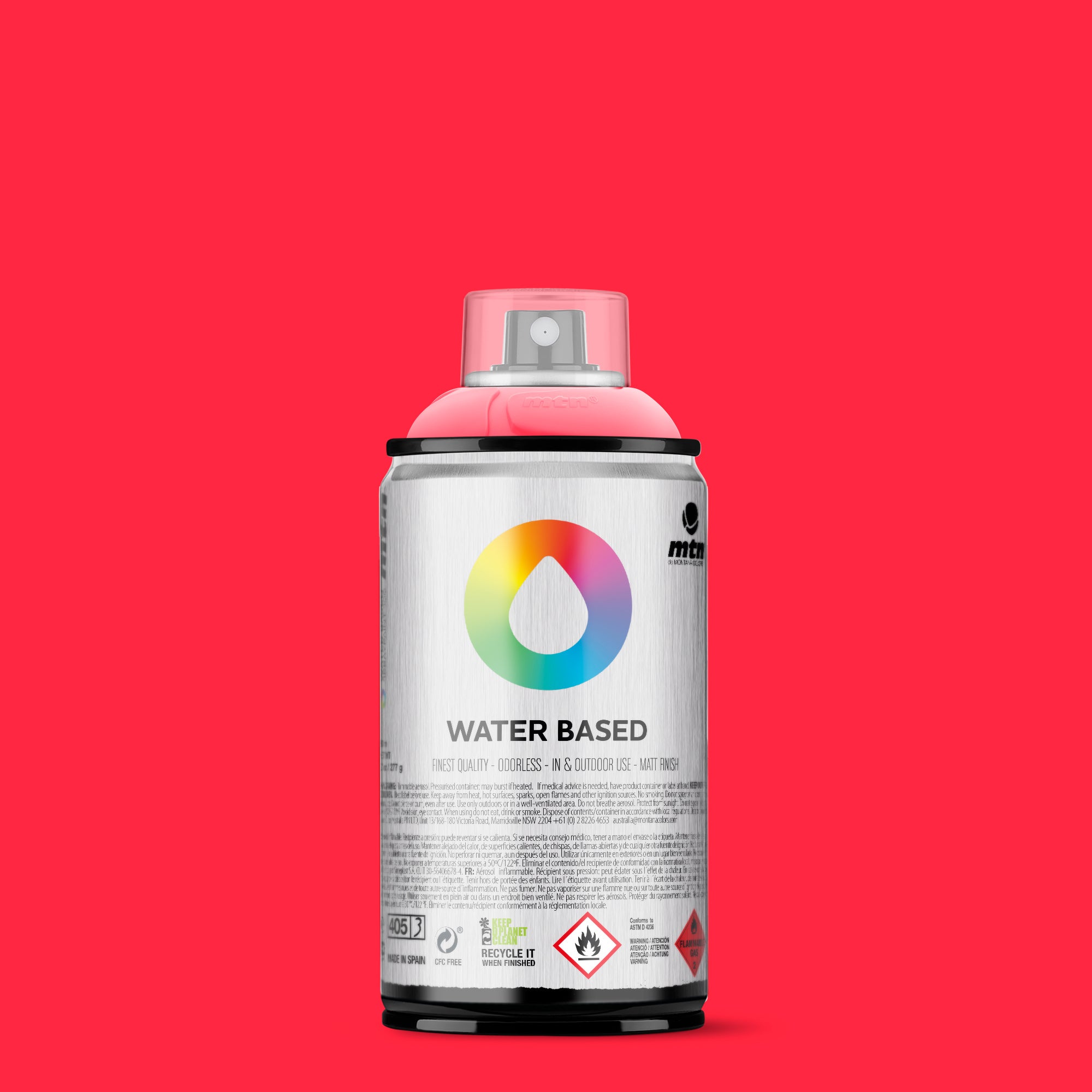 MTN Water Based 300ml Spray Paint - WRV - Fluorescent Red