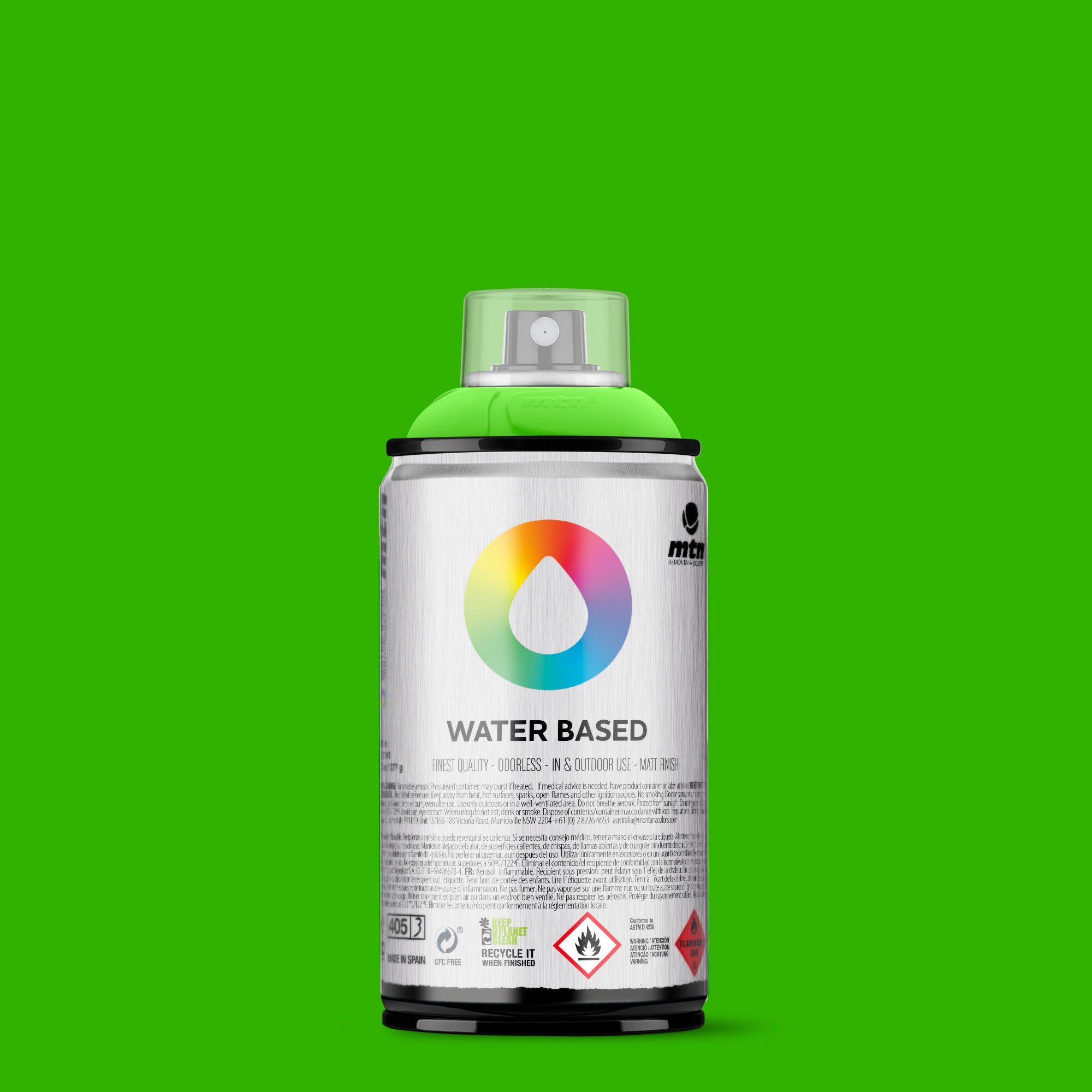 MTN Water Based 300ml Spray Paint - WRV - Fluorescent Green