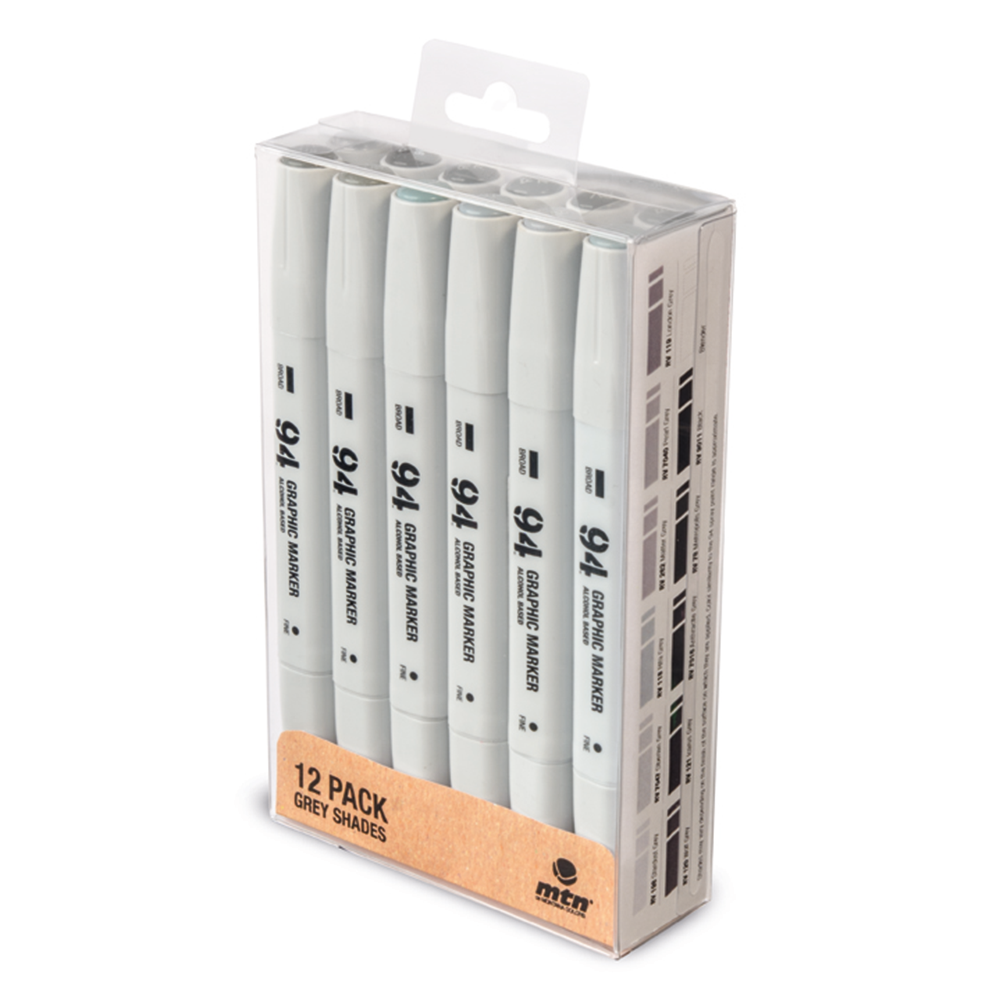 MTN 94 Graphic Marker 12 Pack - Greyscale
