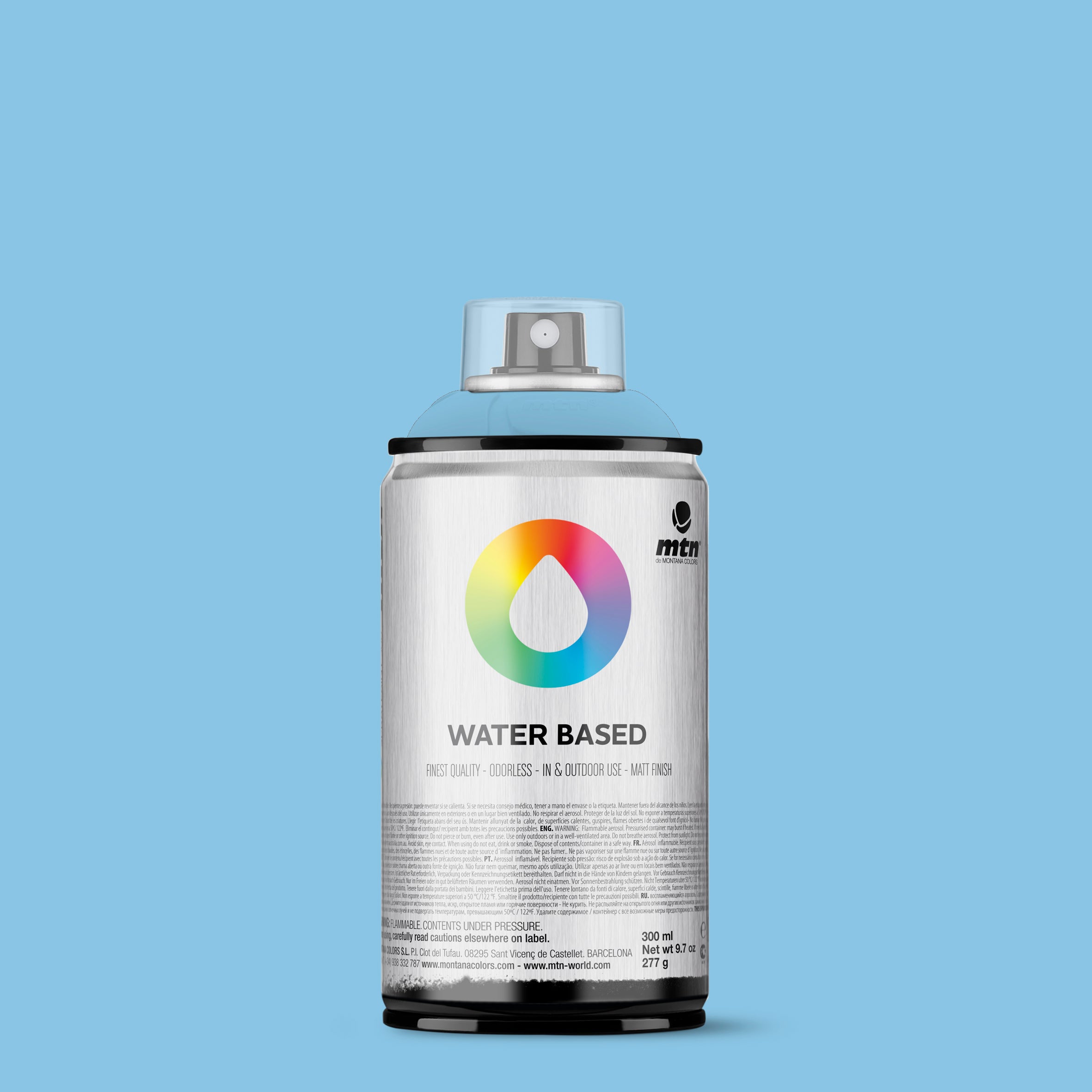 MTN Water Based 300ml Spray Paint - RV327 - Cobalt Blue Pale (Kathmandu Blue)