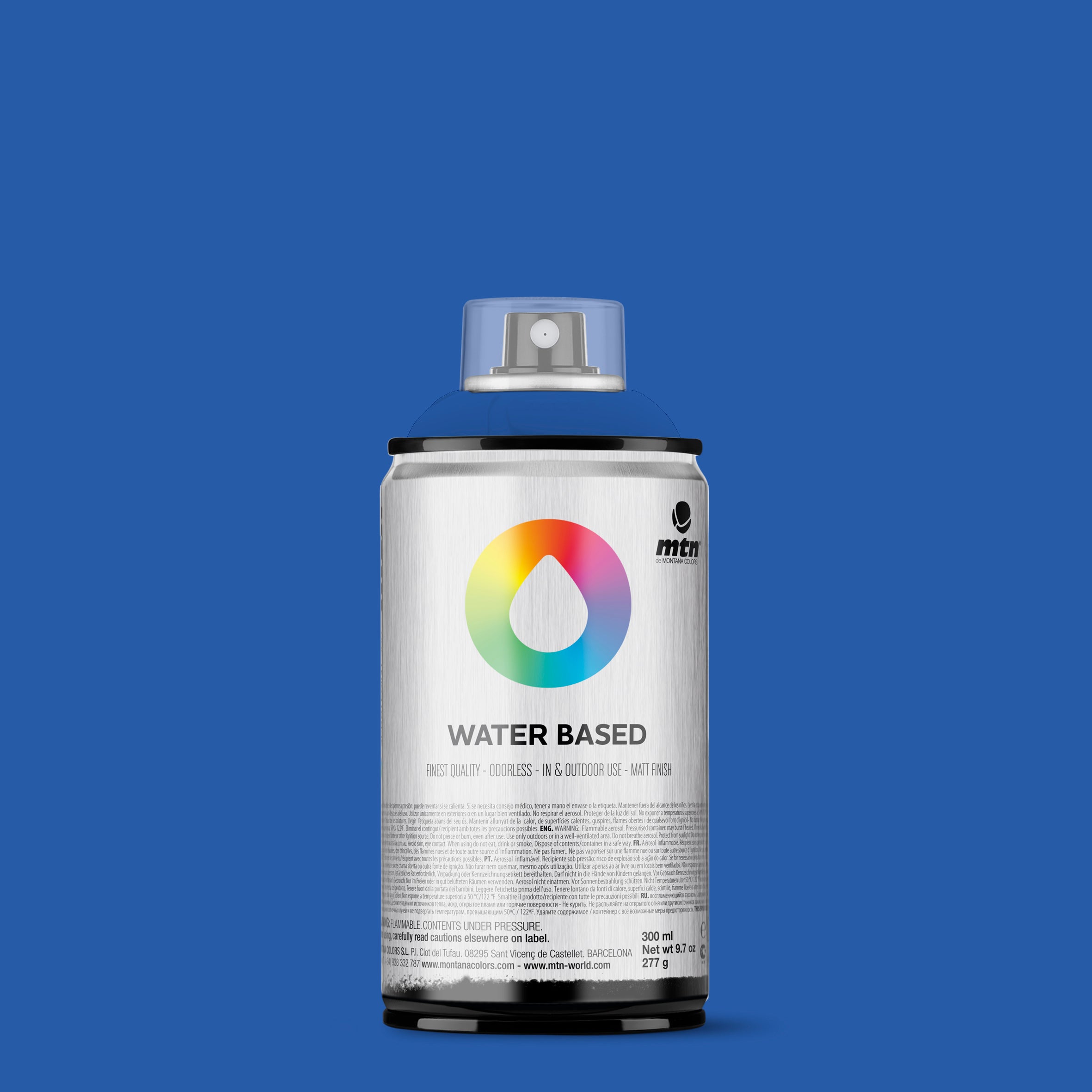 MTN Water Based 300ml Spray Paint - RV338 - Primary Blue (123 Klan Blue)