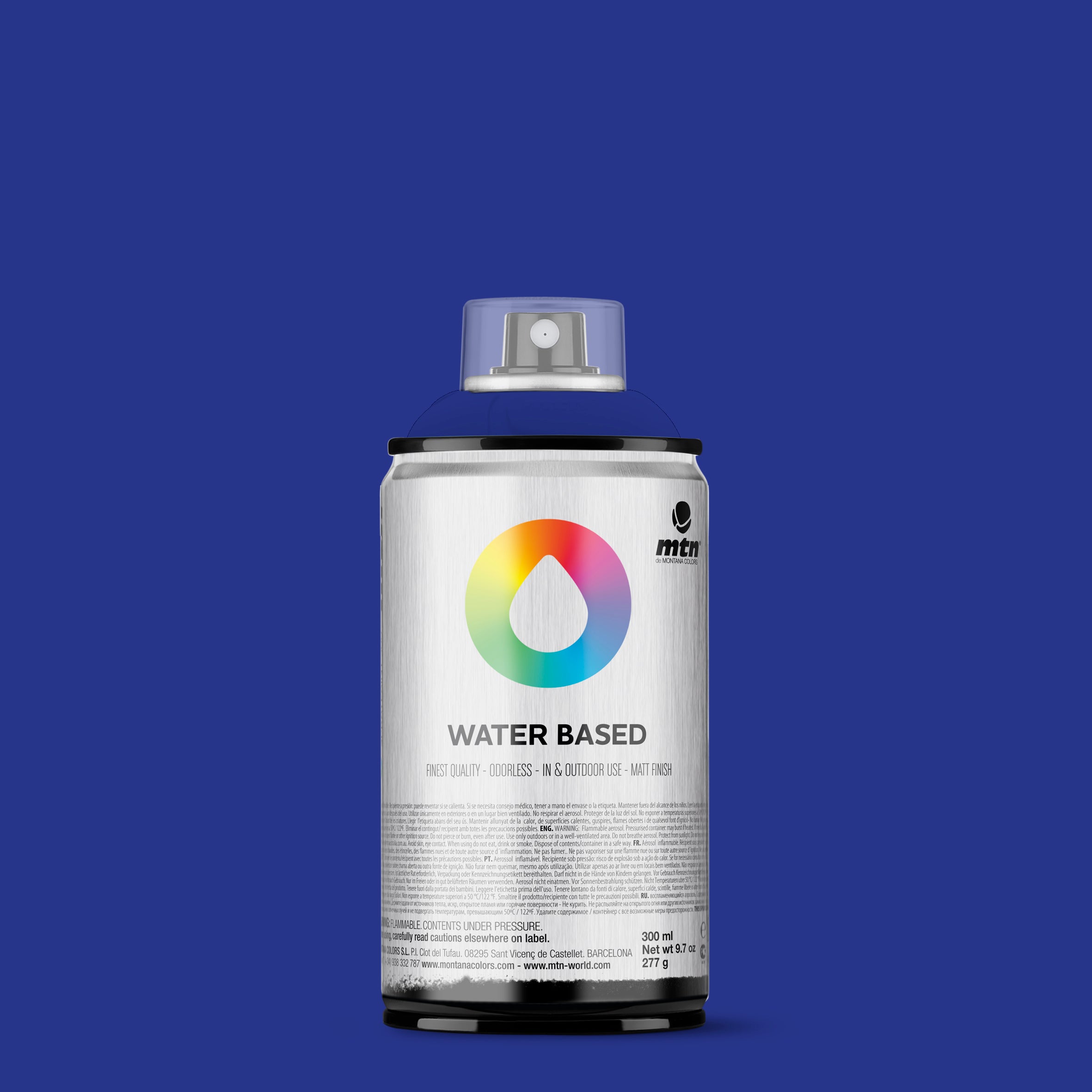MTN Water Based 300ml Spray Paint - RV339 - Primary Blue Deep (Lesbos Blue)