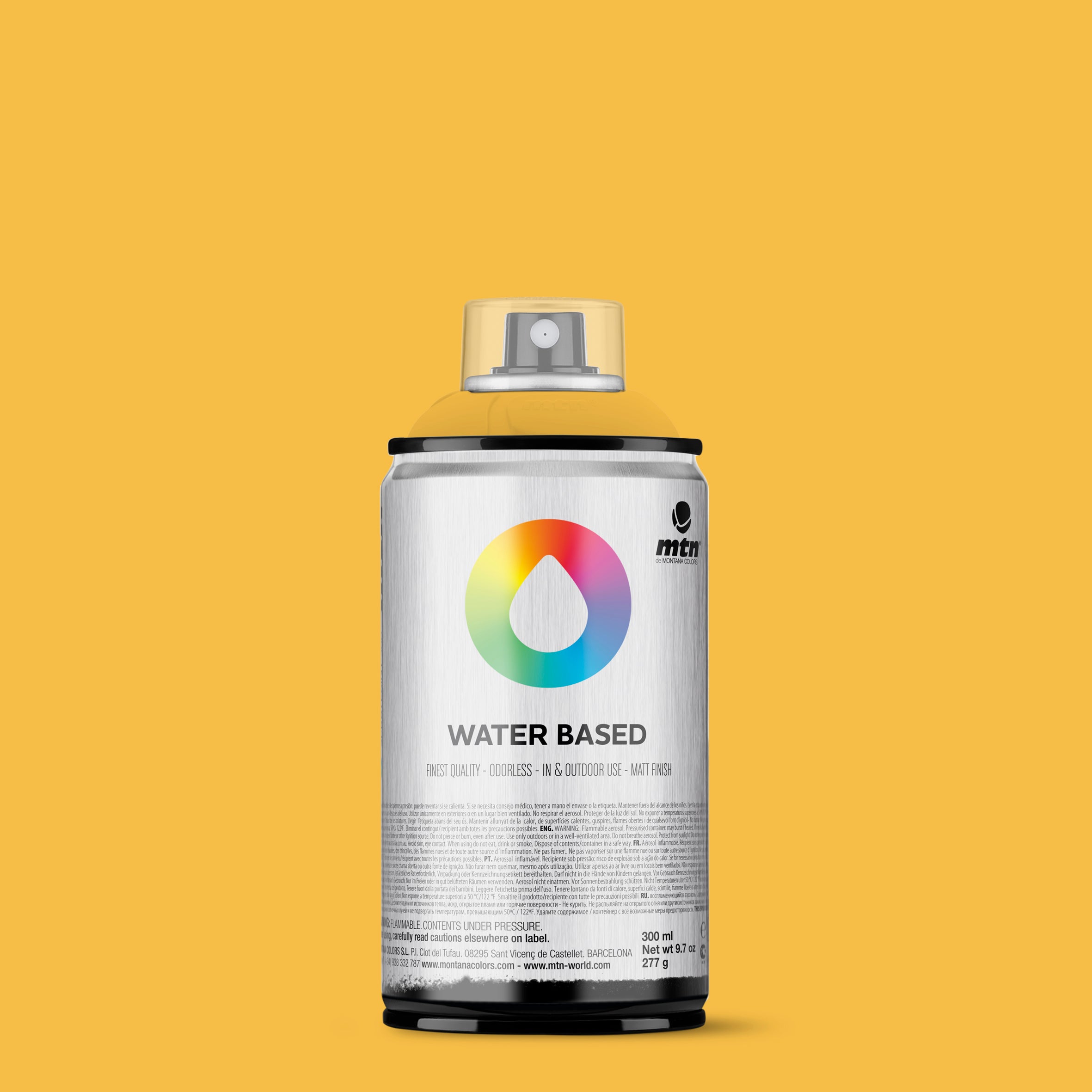 MTN Water Based 300ml Spray Paint - WRV177 - Azo Yellow Deep